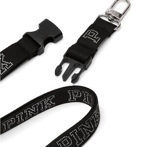 PINK Victoria's Secret Black Lanyard with Silver Accents